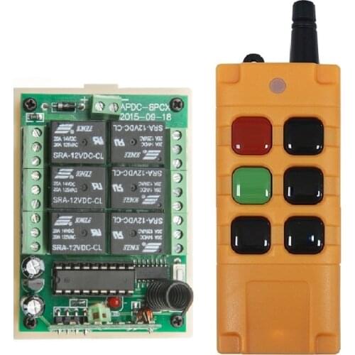 Industrial 2000M DC12V 24V 6CH Wireless Remote Control LED Light Switch Relay Output Radio RF Transmitter 315/433 Receiver
