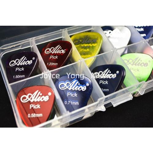 50pcs Alice Clear Transparent Acoustic Electric Guitar Picks Plectrums + 1 Plastic Picks Box Case Free Shipping