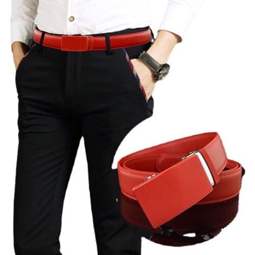 Mens Belt Genuine Leather Famous Brand Belt Men Quality Genuine Luxury Leather Belts for Men,Strap Male Metal Automatic Buckle
