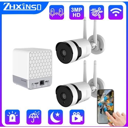 ZHUHUIFEI 3MP Wifi surveillance 2 camera set 1296P CCTV motion detection camera supports night vision full color security camera