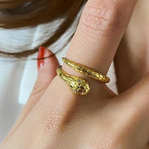 Vintage Snake Ring New Animal Snake Open Rings For Women Jewelry Gold Silver color Resizable Ring Jewellery Anel Anillos Aneis