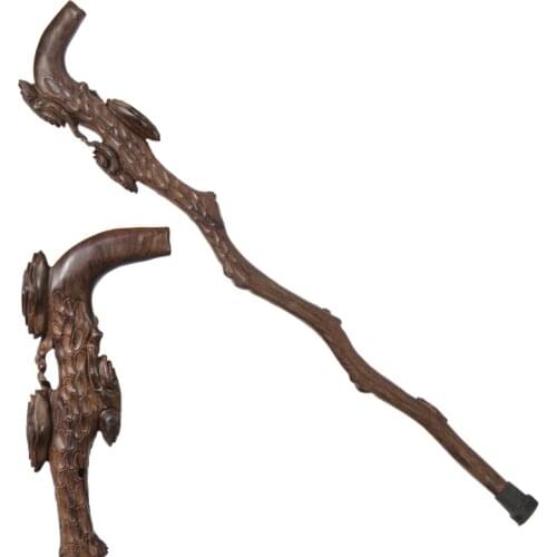 Old mahogany wood stick old wooden crutch stick whole elderly ebony cane of Ganoderma lucidum