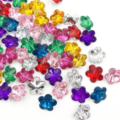 50 pcs Acrylic Rhinestone FlatBack Flowers stones and crystals Clothing crafts