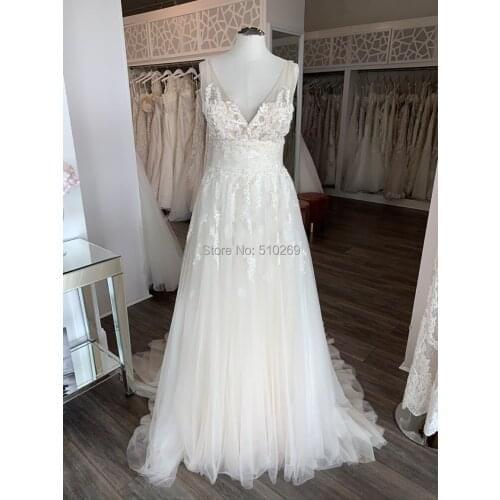 Cornaboutik A Line Wedding Dress Lace Appliques Bridal Gowns Vestido De Noiva Custom Made Tulle Low Back Casamento