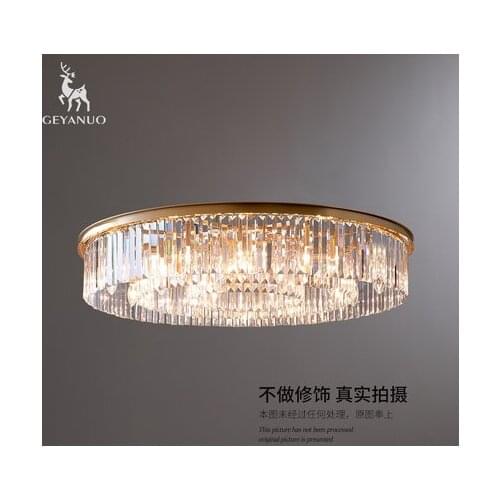 Light luxury living room ceiling lamp 3 layer K9 crystal lamp Nordic modern minimalist dual-purpose copper lamps