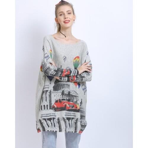 Winter Sweater Women Oversized Long Loose Pullover Sweater Dress Women Clothing Casual Print Jumper Knitwear Sweaters Pull Femme