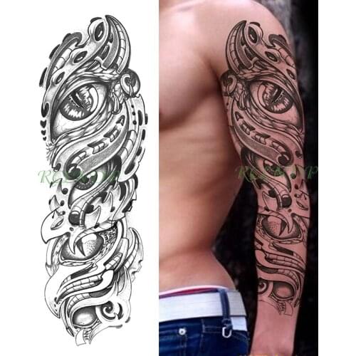 Waterproof Temporary Tattoo Sticker mechanical big eyes totem black full arm fake tatto flash sleeve tatoo for men women