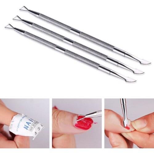 New 1pc/Lot Stainless Steel Cuticle Remover Double Sided Finger Dead Skin Push Nail Cuticle Pusher Manicure Nail Care Tool