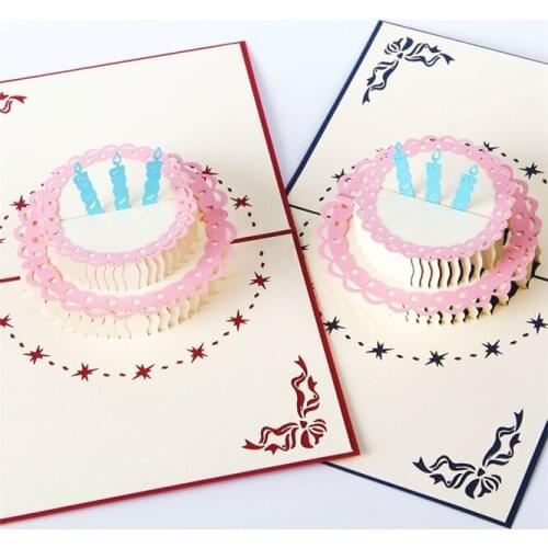 10pcs 3D Pop UP Cards Birthday Graduations Card Festival Gift Card Souvenirs lifelike Cake Gifts for Boy Dad Kids Father