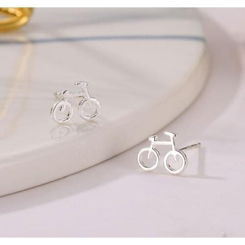 12 pairs Bicycle Earrings Silver Color Small Bike Stud Earrings For Men Women Ear Jewelry Accessories