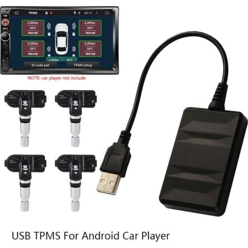 4pcs/set TPMS For Android CAR Car Tire Pressure Monitoring System USB Tire Sensors Alarm Accessories