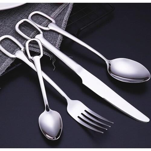 4Pcs/Set Stainless Steel Portable Cutlery Set Modern Tableware Silver Dinner Knife and Fork Dinner Set Travel Dinnerware