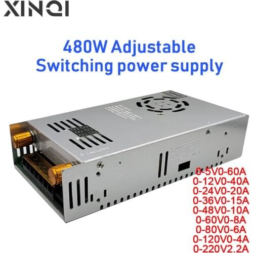 480W digital display current limit adjustable voltage and current switching power supply 5V 12V 24V 36V 48V 60V 80V 120V 220V