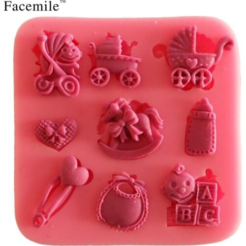 8.1*8.1*1 Trojan Bottle Baby Silicone Mold Decorating Tools DIY Baking Fondant Silicone Mold Chocolate Sugar Art Displays 50-237