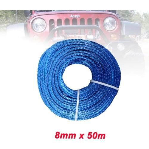 8mm x 50meters synthetic winch rope with 2 meters black sheaths