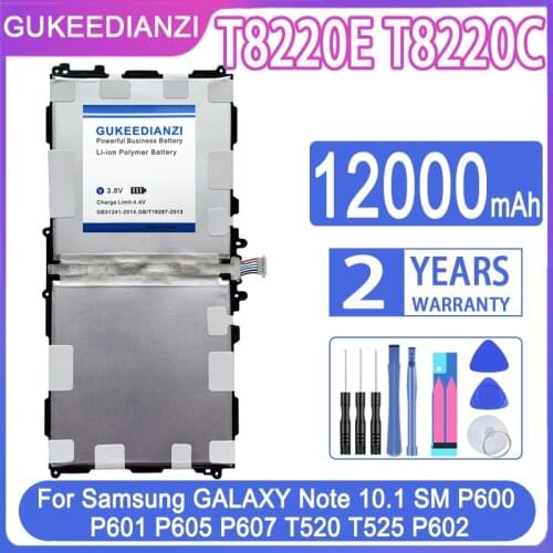 GUKEEDIANZI Battery T8220E T8220C 12000mAh For Samsung GALAXY Note 10.1 SM P600 P601 P605 P607 T520 T525 P602