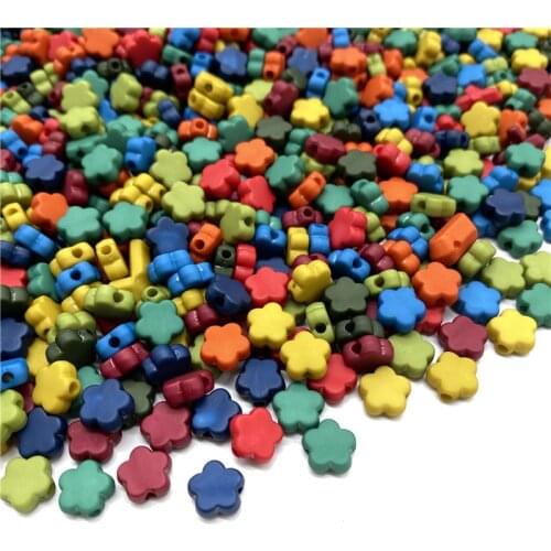 50Pcs/Lot 9mm Acrylic Flower Shaped Loose Beads For Jewelry Making DIY Bracelet And Necklace Accessories #01