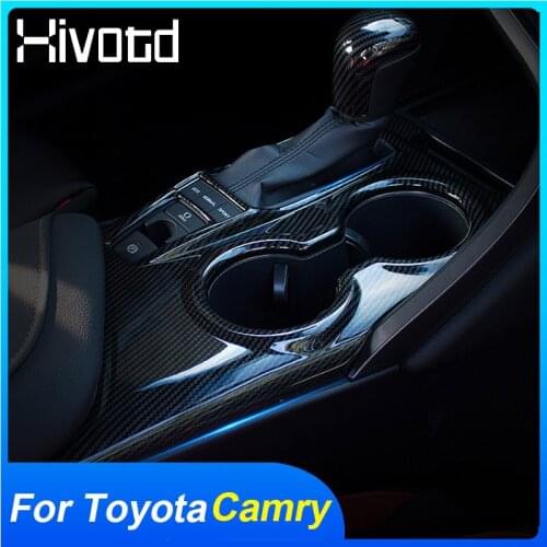 For Toyota Camry 2020 Accessories Central Control Gearshift Panel Cover ABS Water Cup Frame Decoration Sticker Car Styling 2019