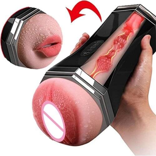 Automatic Dual Channel Male Masturbator Vibration Realistic Multi-frequency Vagina Pussy Cup Oral Sex Machine Sex Toys For Men