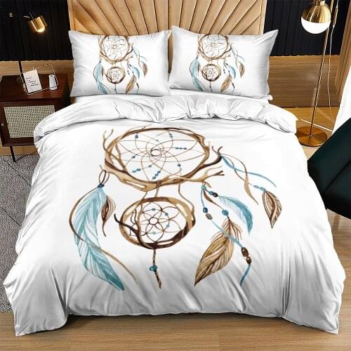 3D White Bedclothes Duvet Quilt Covers Set Pillow Cases Bed Linens King Queen Full Twin Size Bohemian Custom Design Bedding Sets