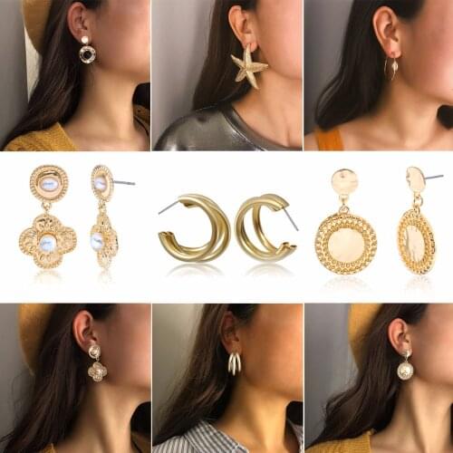 Boho Simulated Pearl Long Earrings For Women Multi-style Heart Geometric Statement Jewelry Dangle Earring Jewelry Party Gift