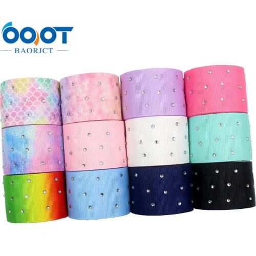 I-181106-4,5yards/lot 1-1/2"38mm Diamond Craft Grosgrain Ribbon DIY Rhinestones Hair Bow Materials Home Textile Printed Ribbon