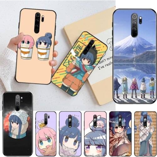 YJZFDYRM Rin Shima Yuru Camp Anime Soft black Phone Case for Redmi Note 9 8 8T 8A 7 6 6A Go Pro Max Redmi 9 K20