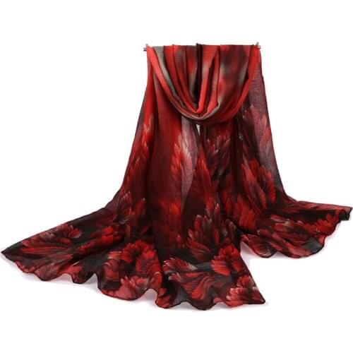 CHSDCSI Womens Fashion Long Scarf Autumn Spring Scarf Echarpe Leaves Printed Scarves Ladies Stoles Warm Hijab For Women Shawls