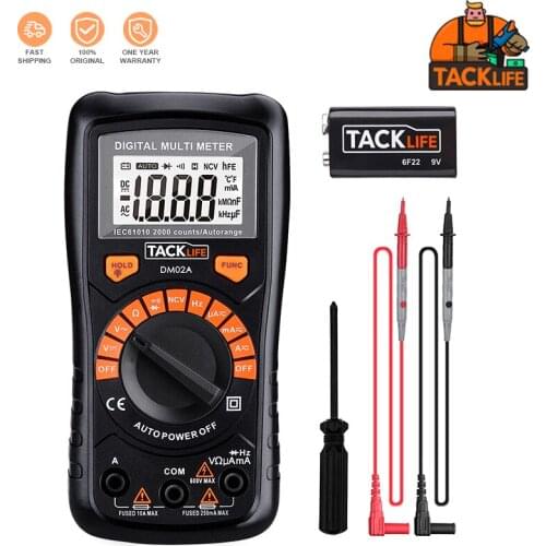 TACKLIFE DM02A Digital Multimeter, Autoranging Polymeter-2000 counts Autoranging polymeter with NCV, LCD backlight, Data Hold