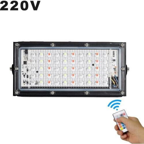 RGB Wireless Remote Control LED Flood Lights AC220V LED Outdoor Lamps Waterproof Landscape Lamp Dimmable Reflector Led Spotlight