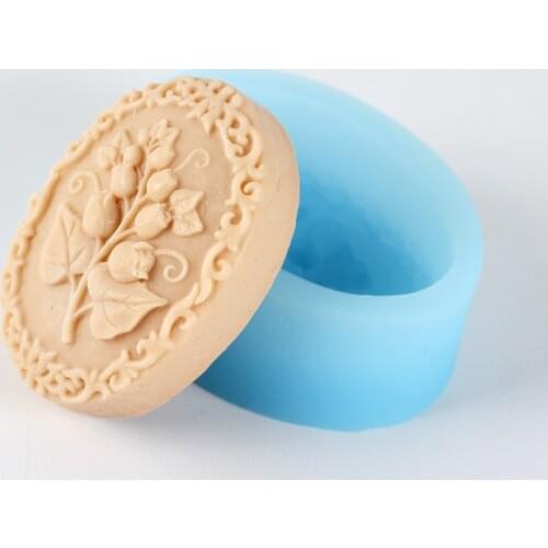 Handmade Soap Mould Oval with Flower Pattern Resin Molds