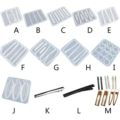 Geometric Barrette Hair Clip Silicone Mold Jewelry Epoxy Resin Acrylic DIY Hairpin Keychain Bookmark Casting Making Tool