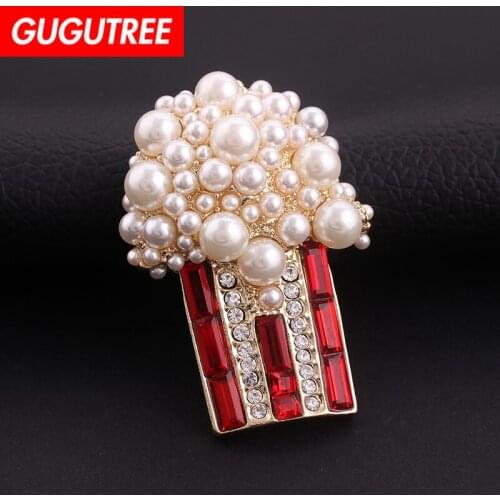 GUGUTREE brooch breastpin popcorn patch metal patches badges applique patches for clothing HH-80