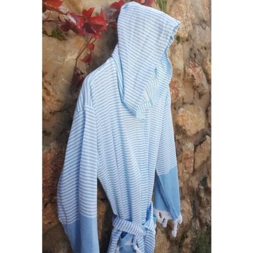 1 Piece Bathrobe Summer Bathrobe Thin Men Bathrobe Hooded Women Bathrobe Hammam Bathrobe Tasseled Dressing Gown Robe Pink Blue