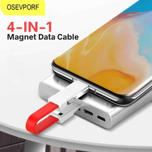Magnetic Micro USB Type-C Cable Mini Data Cord for Android Phone 4 in 1 Multi Charging Wire for Huawei P40 P30 Samsung Xiaomi