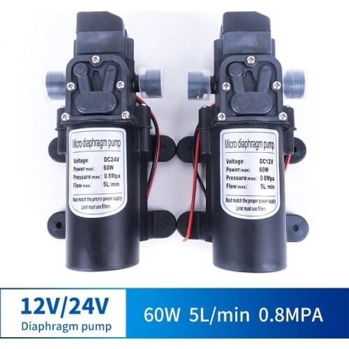 12V 24V 60W 5L / Min Miniature High Pressure Diaphragm Pump With Pressure Switch Type Multi-function DC Pump