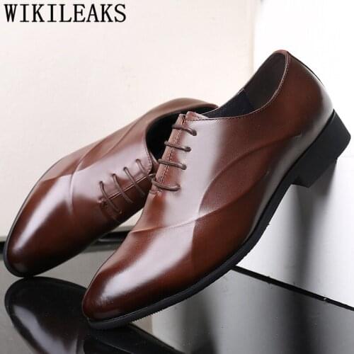 Oxford Shoes for Men Coiffeur Brown Dress 2020 Luxury Men Shoes Leather Italian Dress Business Mens Formal Shoes Chaussure Homme