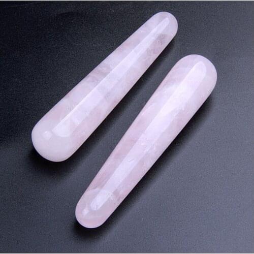 Natural Rose Quartz Stone Healing Crystal Massage Wands Stick Anti Age Tool 1pc