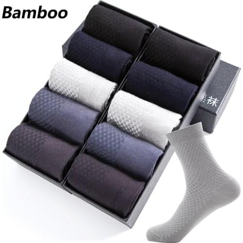 10 Pairs High Quality Bamboo Fiber Mens Socks Business Breathable Deodorant Compression Socks Men Long Big Size EUR 37-45