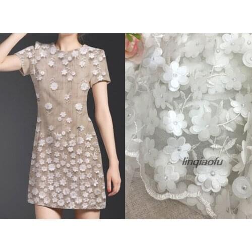 New mesh embroidery lace 3D embroidery flower lace fabric Wedding dress lace fabric