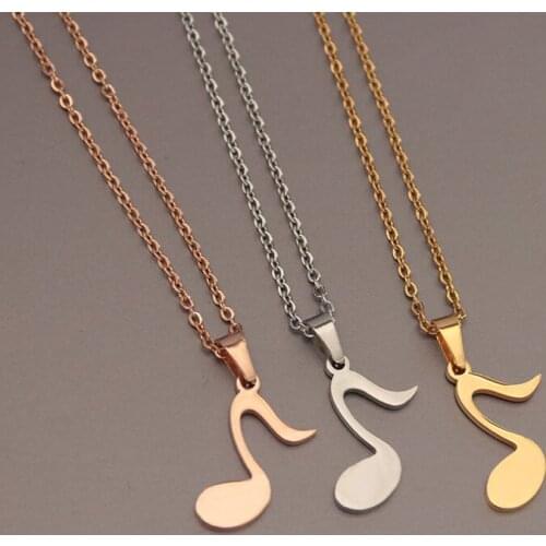 1 musical note necklace musical note pendant fashion jewelry custom gift stainless steel necklace