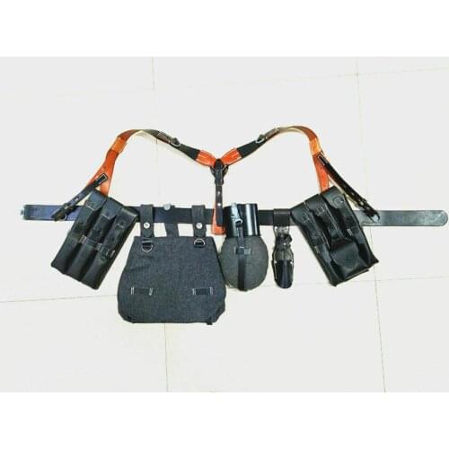 Full-size WWII GERMAN ARMY COMBAT SOLDIER EQUIPMENT LEATHER POUCH BELT Field Equipment WW2 Reproduction 5605101