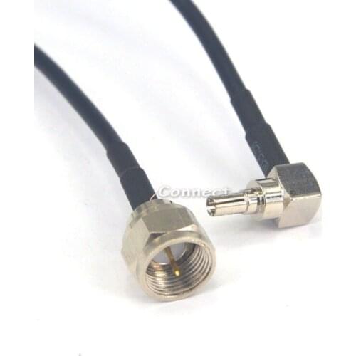 F Male Plug Connector to CRC9 Right Angle Convertor RG174 extension Cable 40cm