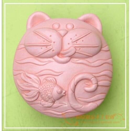 Cat & Fish Silicone Soap mold DIY Carft 3d soap molds S066