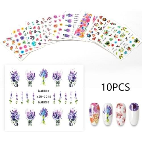 Mixed design Styles Flower Nail Sticker Water Transfer Slider Accessories Nail Art Decals Stickers for Nails