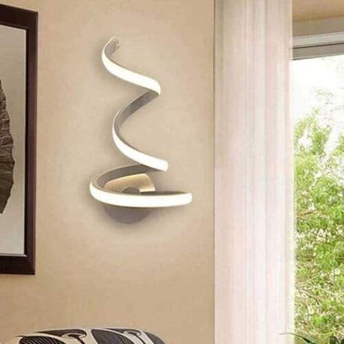 Modern LED Spiral Wall Lamp Bedside Acrylic Iron Curved Light for Living Room Bedroom Reading Wall Decoration Lighting
