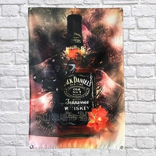 OLd NO.7 Whiskey Retro Beer Festival Banner Canvas Painting Bar Pub Home Decor Wallpaper Tapestry Vintage Flag Tapestry Sticker