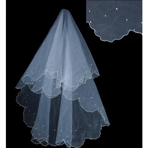 Wedding Veil Fashion White Romantic Cheap Bridal Tulle Beaded Free Shipping Hot Sale Wedding Accessories In Stock