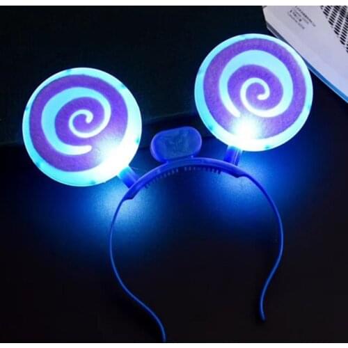 LED Light Luminous Lollipop Flashing Hair Band Hoop Toy Kid Glowing Headband Headdress Birthday Wedding Festival Supplies Decors