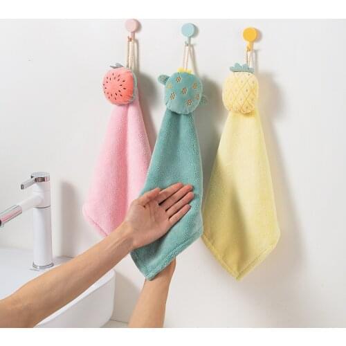 1PC Kitchen Hanging Type Absorbent Non-Linting Rags ChildrenS Hand Towels Cartoon Fruit Towels
